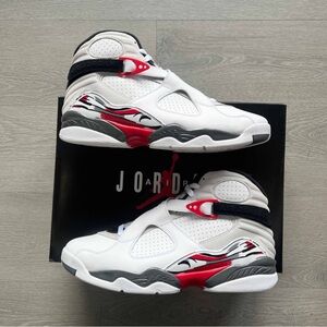 Jordan Kids White and Red High-Top Sneakers